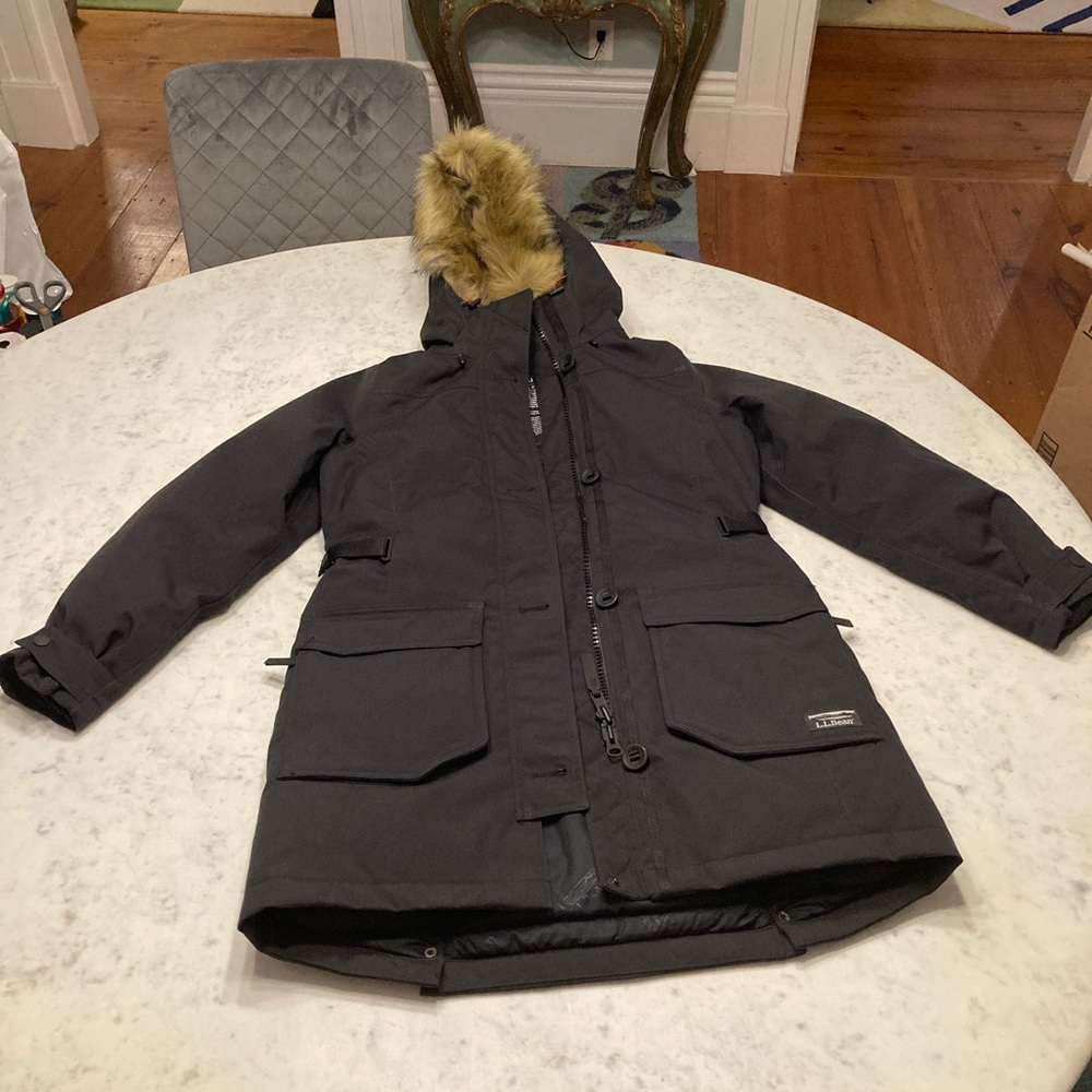 L.L. Bean Black Parka with Faux Fur Hood NWOT